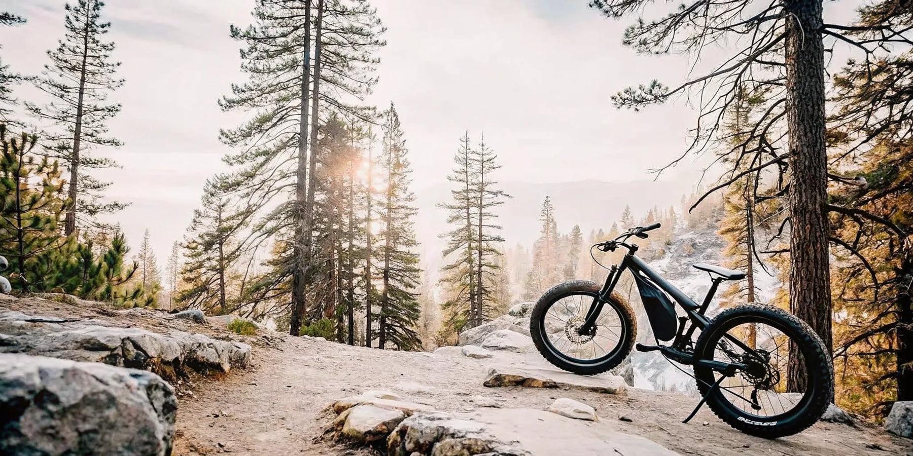 One of the best 1000w fat tire electric bikes on a rugged mountain trail.
