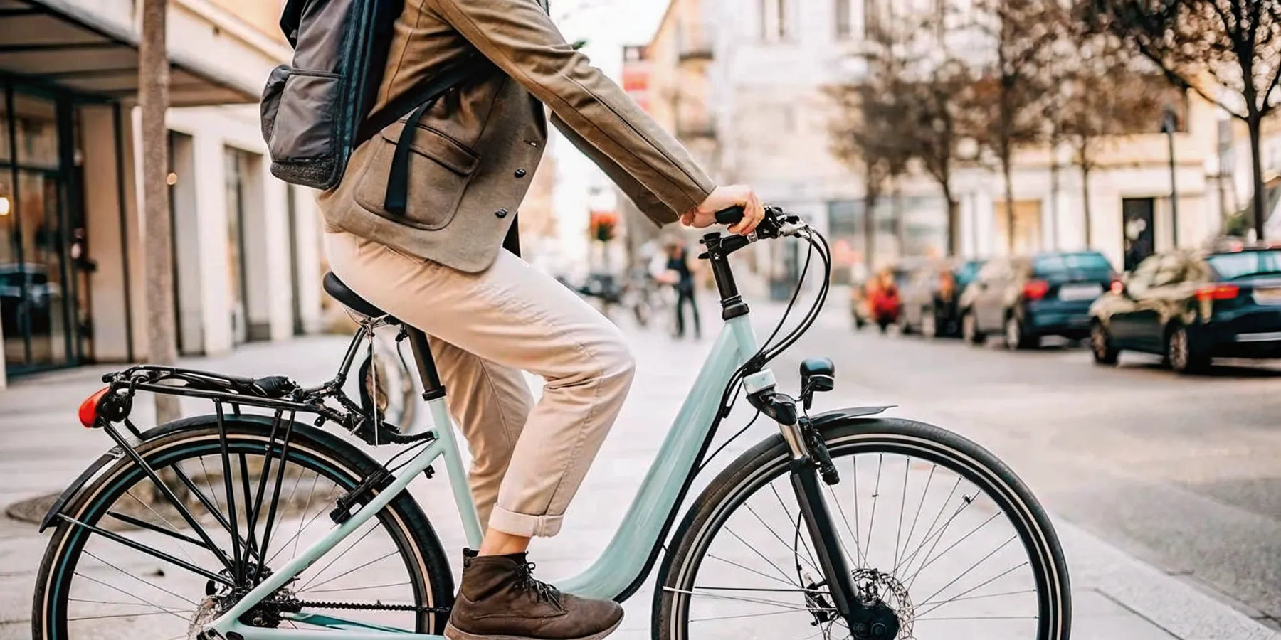A city rider commutes on a beginner-friendly torque sensing ebike.