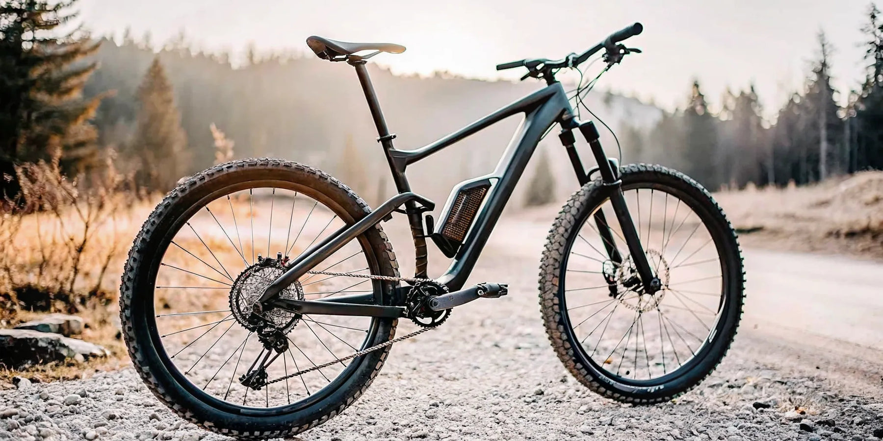A powerful off road ebike for sale on a rugged mountain dirt trail.