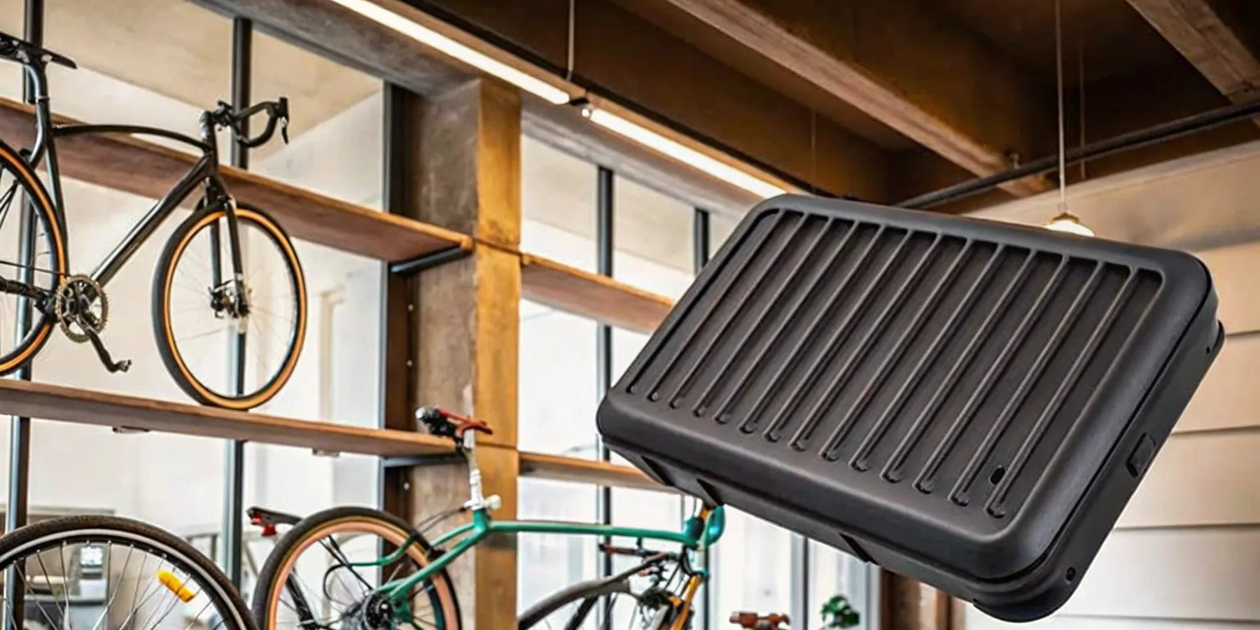An e-bike battery, which can last for many charge cycles and years before needing a replacement.