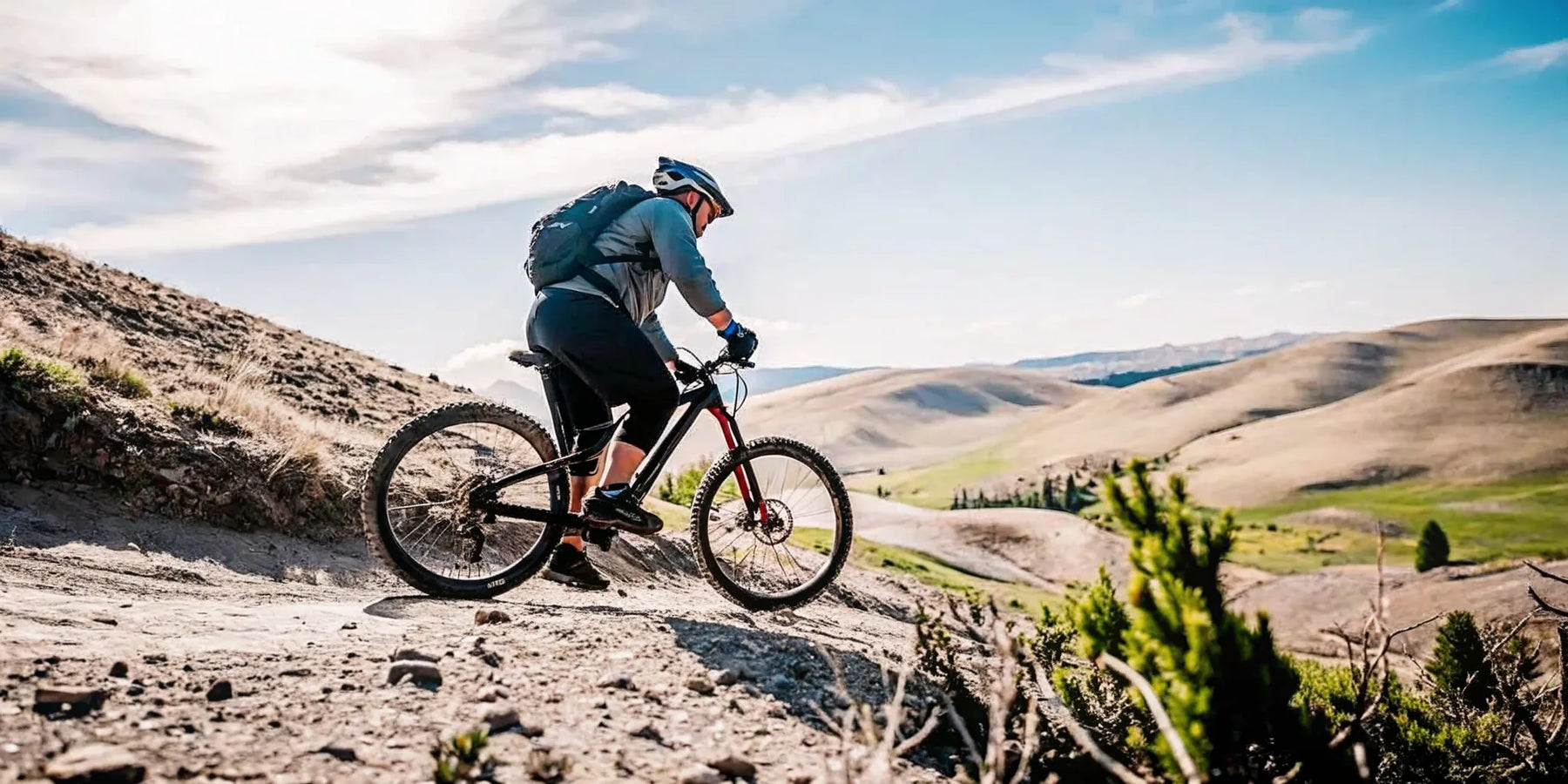Electric bike rider climbing a Central Oregon hill