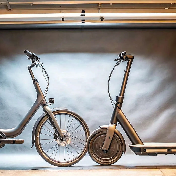 Electric bike vs electric scooter side-by-side for a buyer's comparison.
