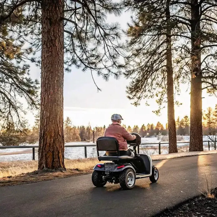 Adult riding an electric trike for adults on a Central Oregon trail