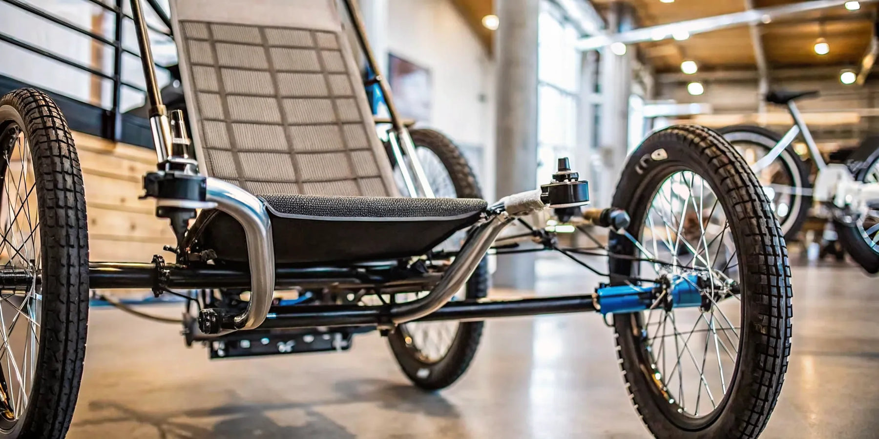 A recumbent electric trike for sale, built for stable and comfortable low-impact riding.