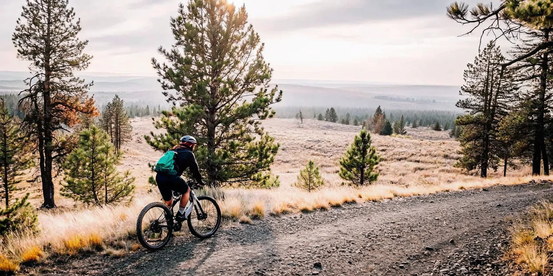 Rider on an off road electric bike on a Central Oregon gravel trail