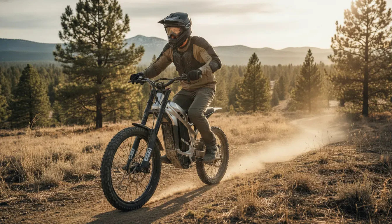 Segway Dirt Ebike X260 style electric dirt bike on a Central Oregon trail