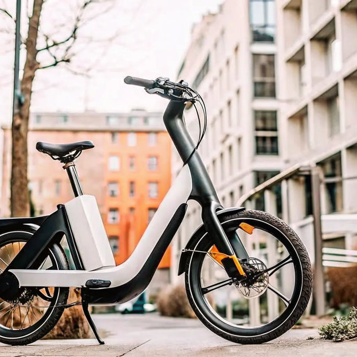 Segway Myon electric commuter bike in urban setting with integrated lights and sleek design