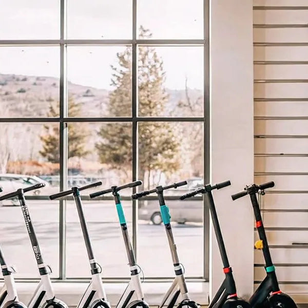 Segway Ninebot electric scooters on display at Voltaire Cycles showroom in Bend Oregon
