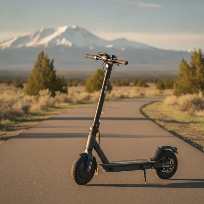 Segway Ninebot electric scooter review on a Bend Oregon path
