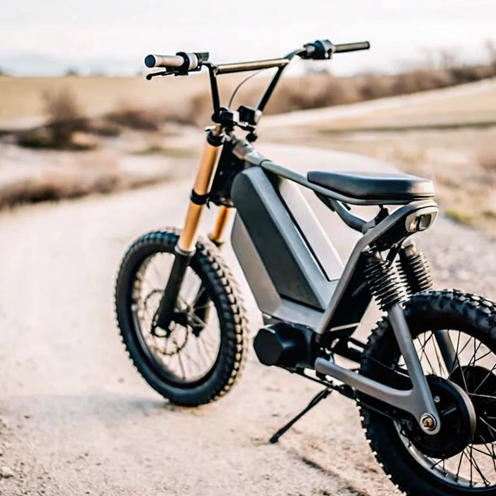 Segway Xaber 300 electric motorcycle on a dirt trail.