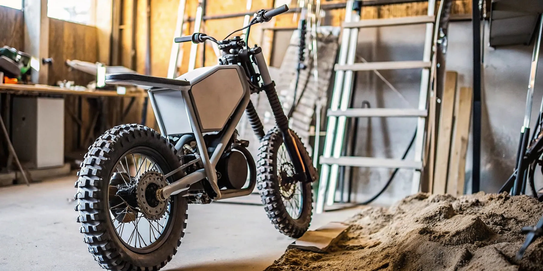 Segway Xaber 300 e-moto with knobby tires for off-road riding.