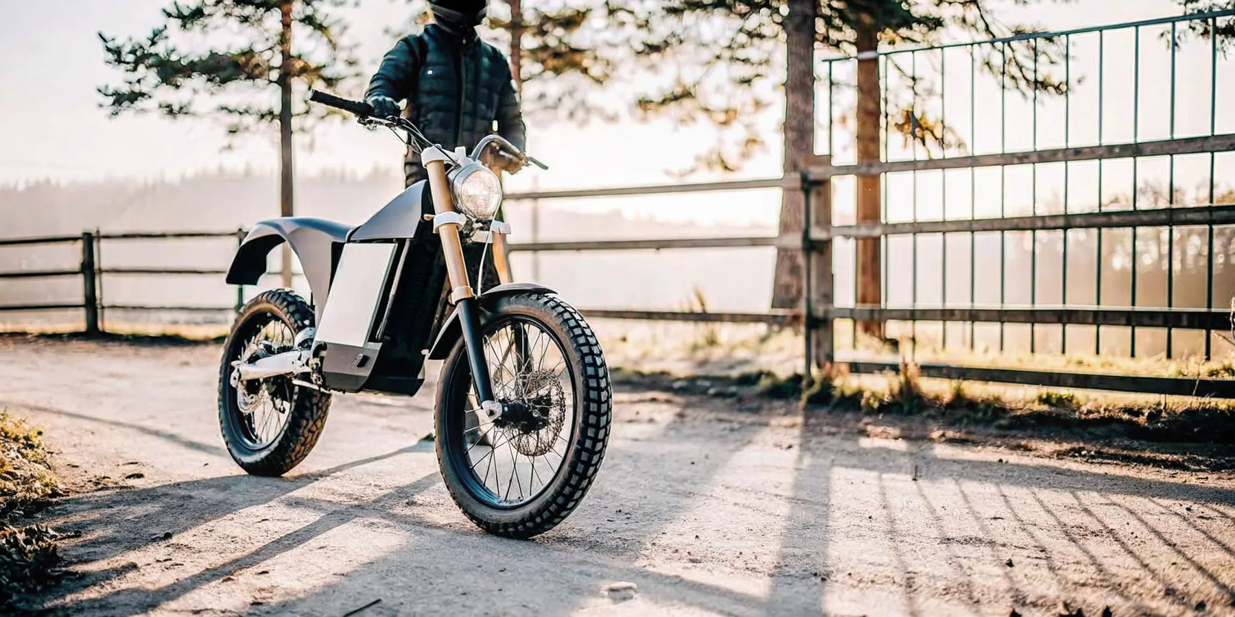 The Segway Xaber 300 e moto on a dirt trail, designed for off-road trail riding.
