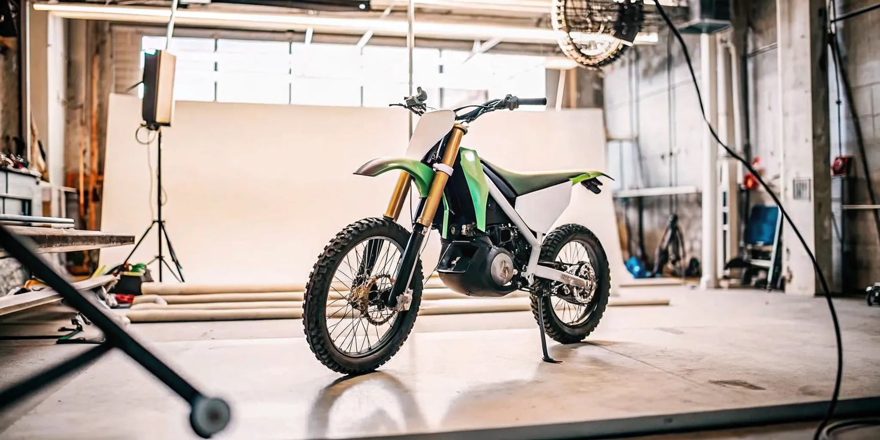 Segway Xaber 300 electric dirt bike in a studio setting.