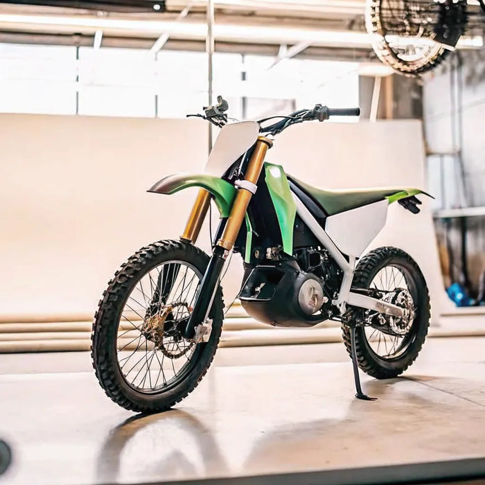 Segway Xaber 300 electric dirt bike in a studio setting.