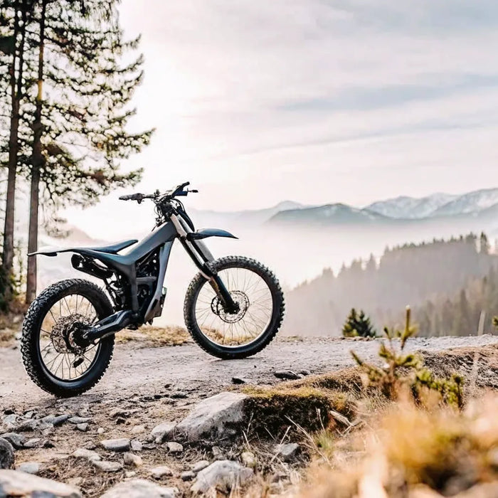 Segway Xaber 300 electric dirt bike on a mountain trail.