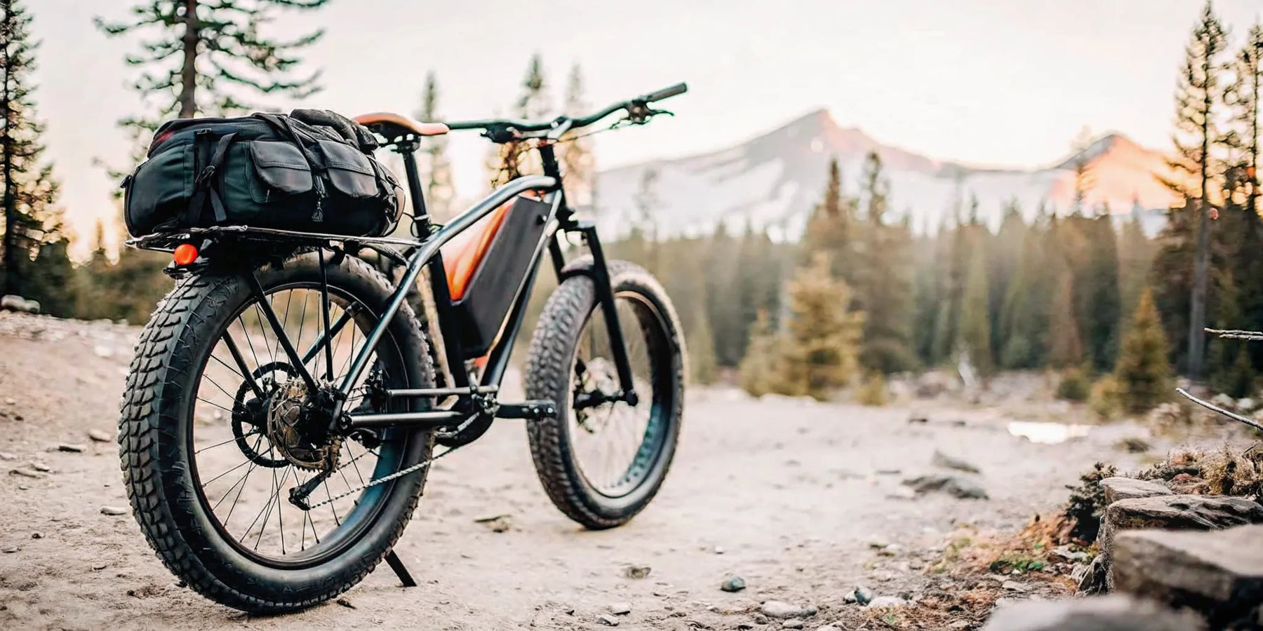 Segway Xafari Hunt Bike by Voltaire on a forest trail in Central Oregon with cargo rack and 4-inch tires