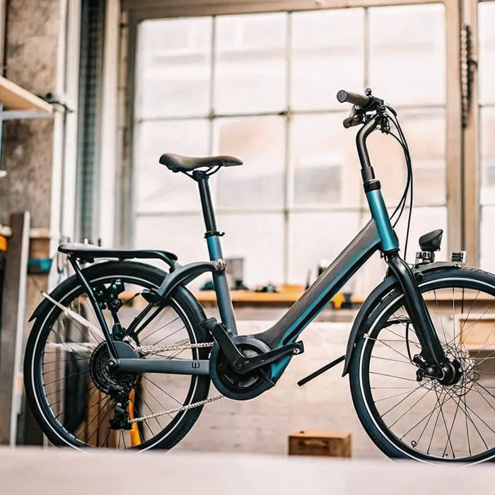 A 750w folding electric bike with a powerful motor in a compact, modern frame.