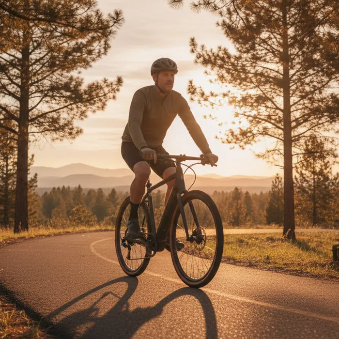 Rider enjoying a long range torque-sensing Segway electric bike on a Central Oregon trail