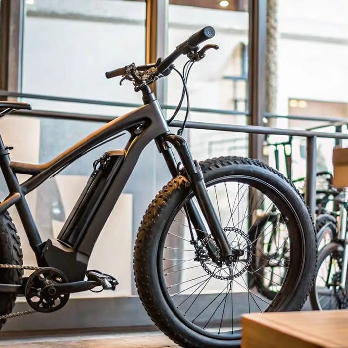 A high power electric bike with a large battery and motor, key for what is considered high performance.