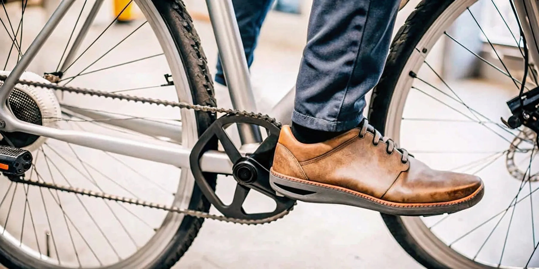 A torque sensing ebike pedal responds to a rider's foot with automatic power adjustment.