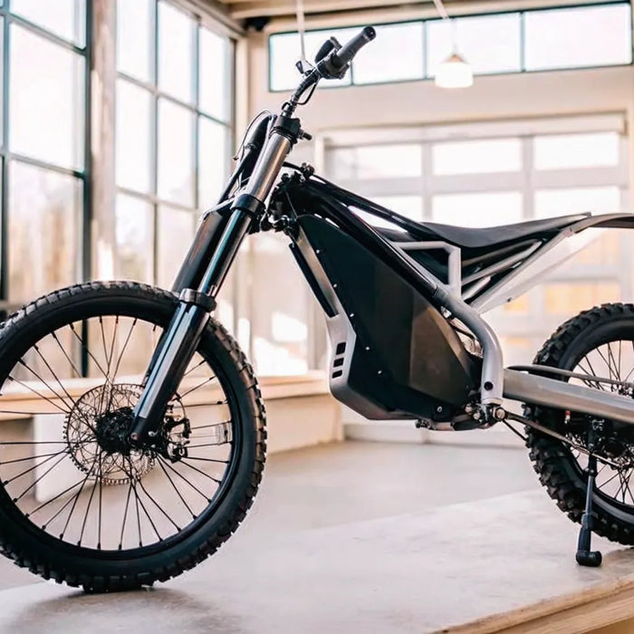 Segway Xaber 300 electric dirt bike at a dealer in Bend, Oregon.
