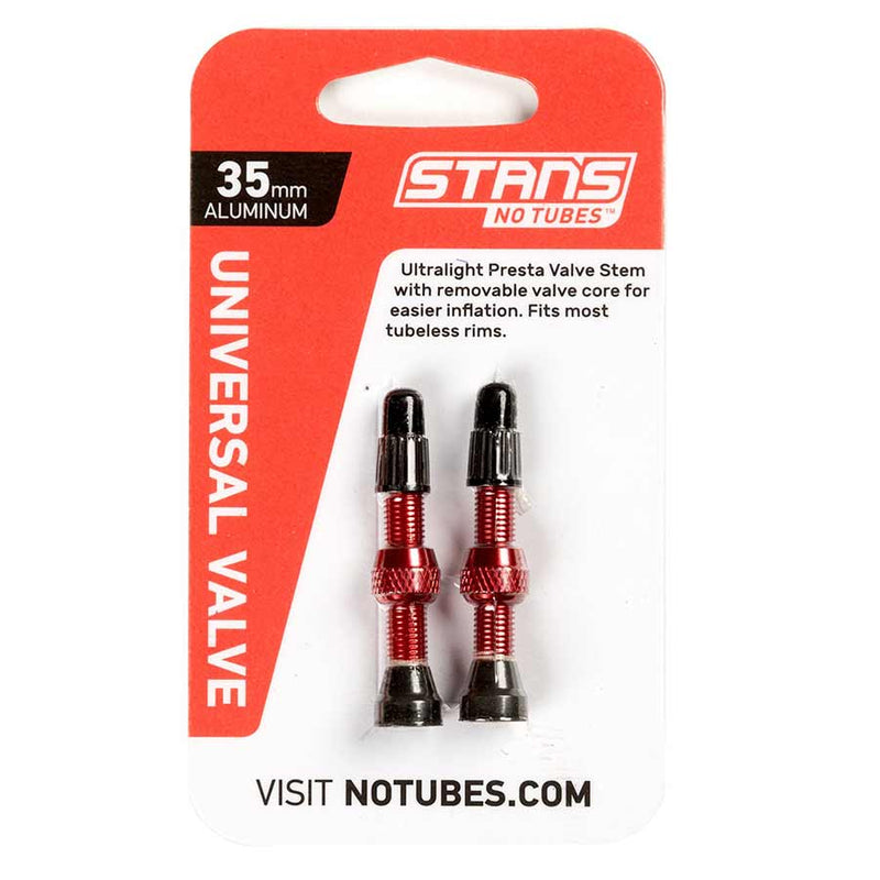 Stan's Alloy Presta Valve Stem 35mm Universal Red Pair