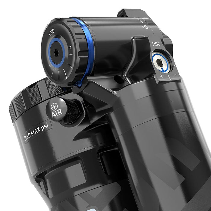 RockShox Super Deluxe Ultimate RC2T Rear shock 205x65 Shaft Eyelet: Trunnion Body Eyelet: Standard Progressive Air 0Neg/1Pos Tokens ProgressiveReb/LCComp 320lb Lockout Transition Spire/Repeter