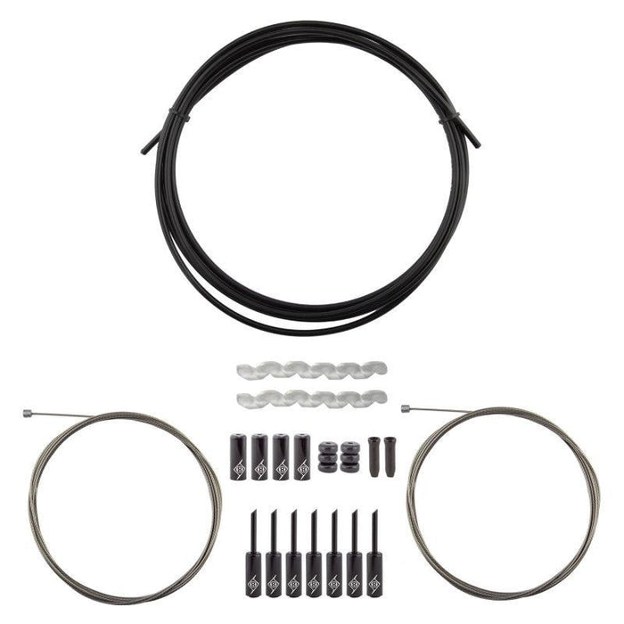 Origin8 Slick Compressionless 2x Gear Cable/Housing Kit Front and Rear 3200mm/2300mm & 2800mm 4mm/1.1mm Black MTB/Road Compressionless