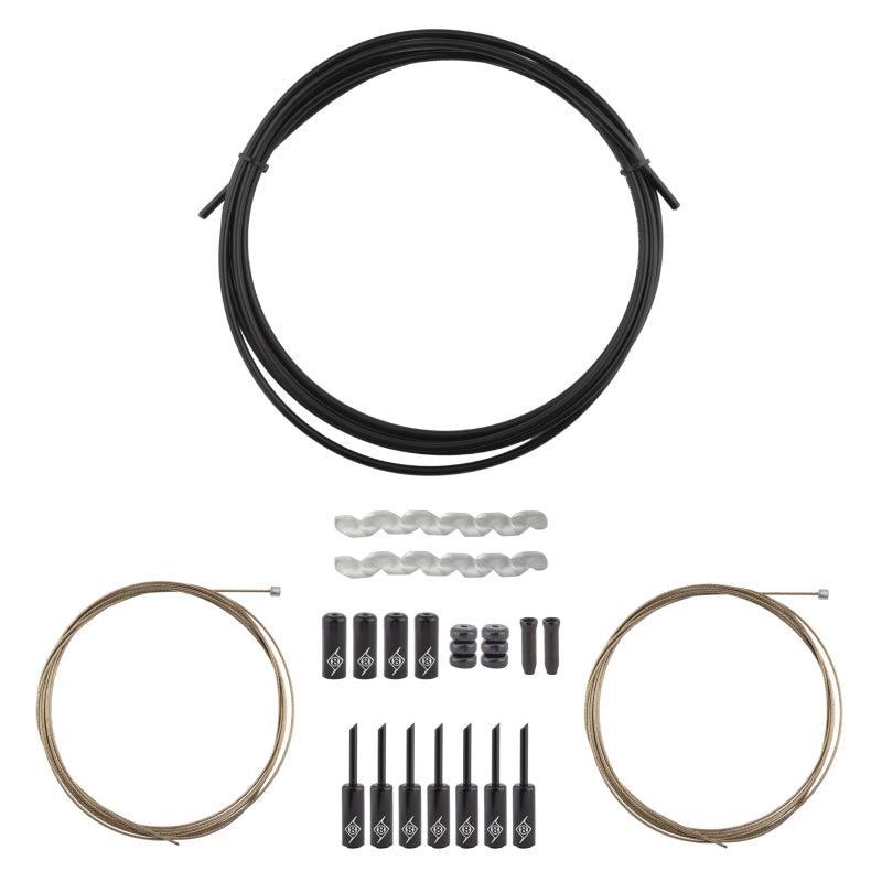 Origin8 SuperSlick Compressionless 2x Gear Cable/Housing Kit Front and Rear 3200mm/2300mm & 2800mm 4mm/1.1mm Black MTB/Road Compressionless