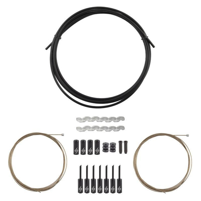 Origin8 SuperSlick Compressionless 2x Gear Cable/Housing Kit Front and Rear 3200mm/2300mm & 2800mm 4mm/1.1mm Black MTB/Road Compressionless