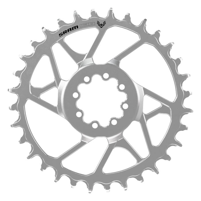 SRAM Eagle 90 T-Type Direct Mount Chainring - 32t 12-Speed 8-Bolt Direct Mount 3mm Offset Steel Silver