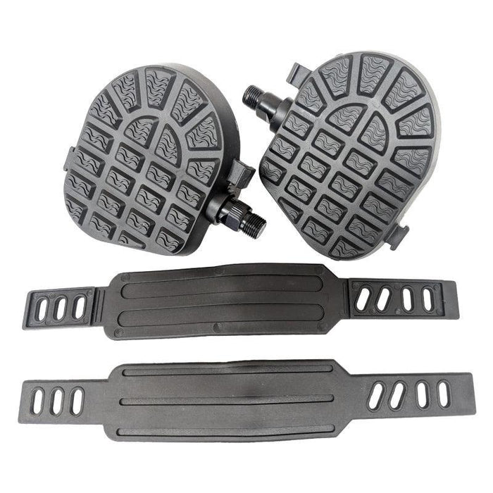 Sunlite Flat Form I Exerciser Pedals 9/16` Loose Ball Black Toe Straps