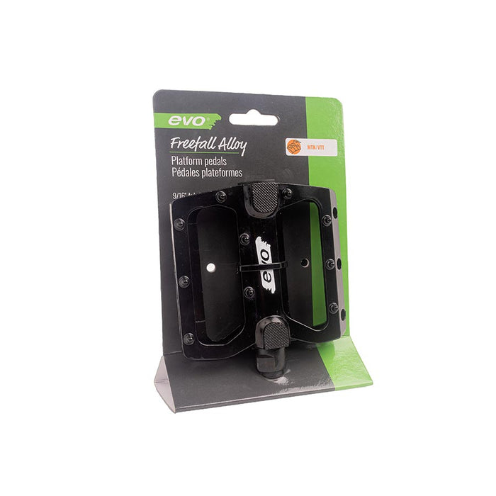 EVO Freefall Alloy Platform Pedals Body: Aluminum Spindle: Steel 9/16 Black