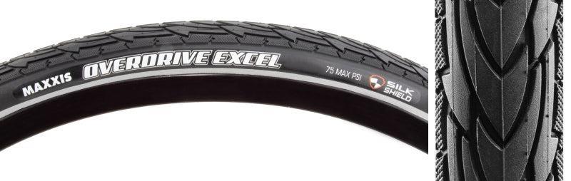 Maxxis Overdrive Excel Hybrid Tire 700x40C Wire Clincher Single SilkShield Reflective 60TPI Black