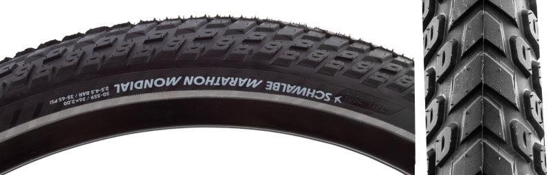 Schwalbe Marathon Mondial Hybrid Tire 26''x2.00 Wire Clincher Endurance RaceGuard 67TPI Black