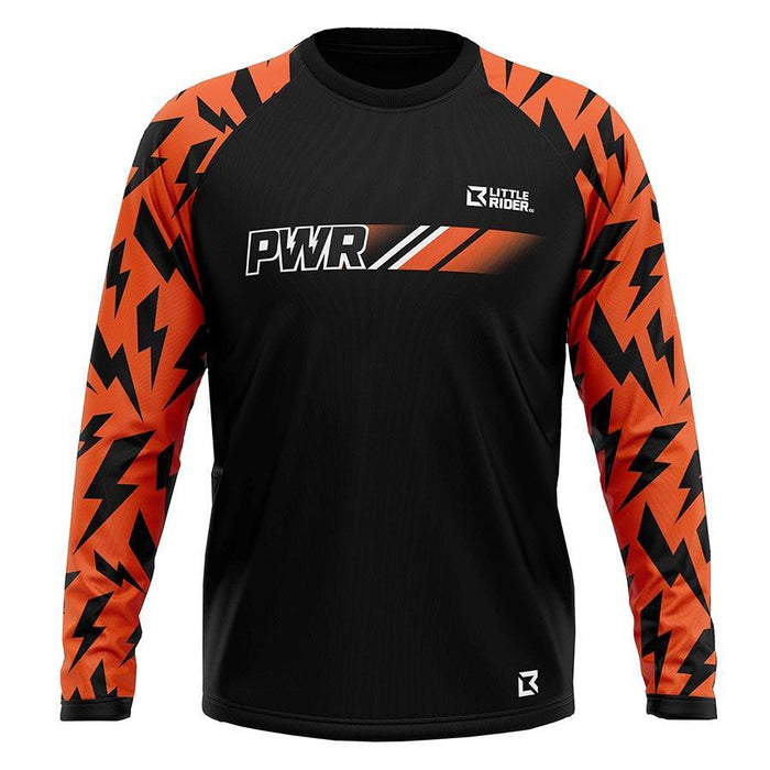 PWR Bikes Superbolt x Little Rider Tech Jersey Long Sleeves Unisex Black/Orange Age 4