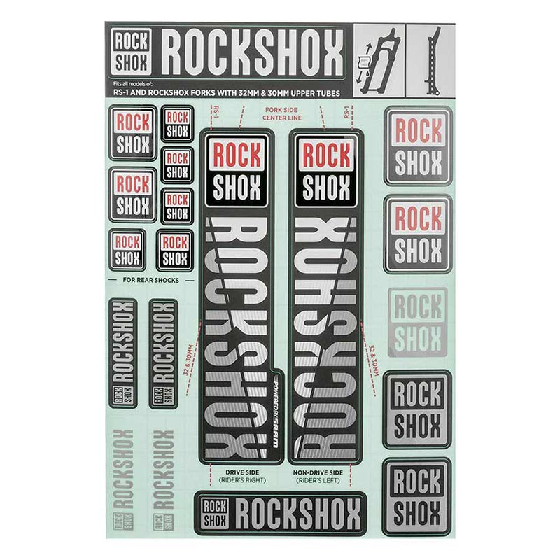 RockShox Fork Decal Kit - 30/32mm/RS1 White