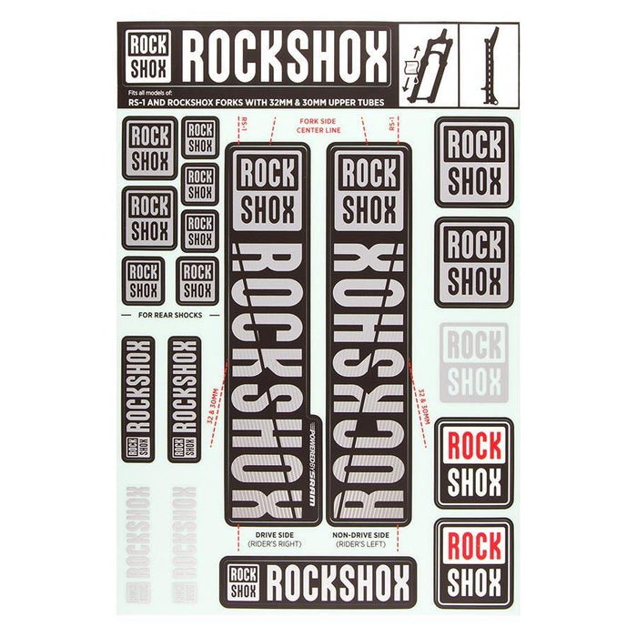 RockShox Fork Decal Kit - 30/32mm/RS1 Gray