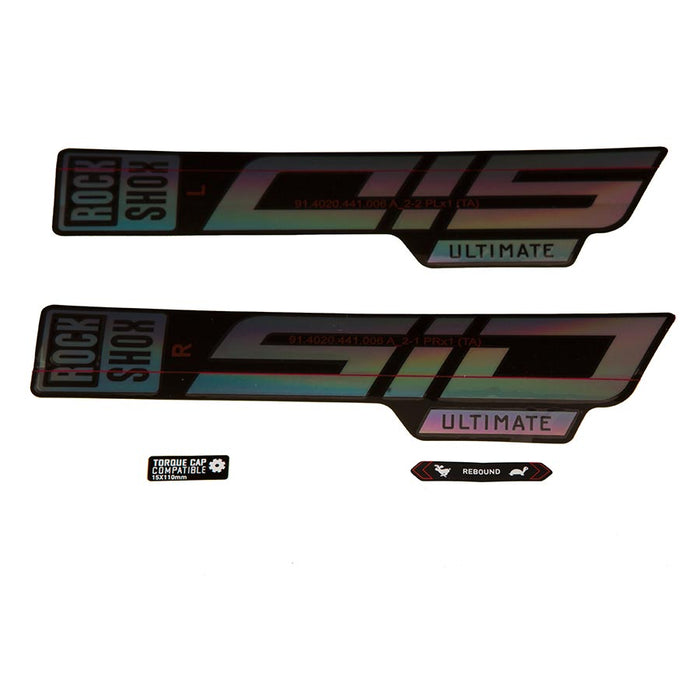 Rockshox Fork Decal Kit - SID Ultimate 27.5"/29" Gloss Rainbow Foil/High Gloss BLK