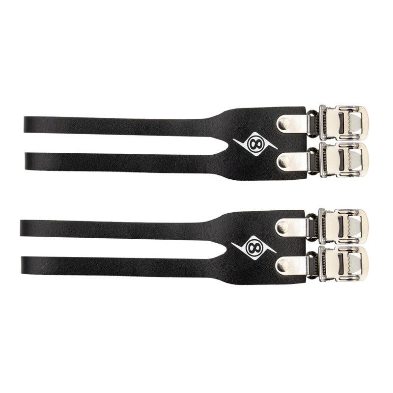 Origin8 Leather Double Toe Straps 420mm Black Leather
