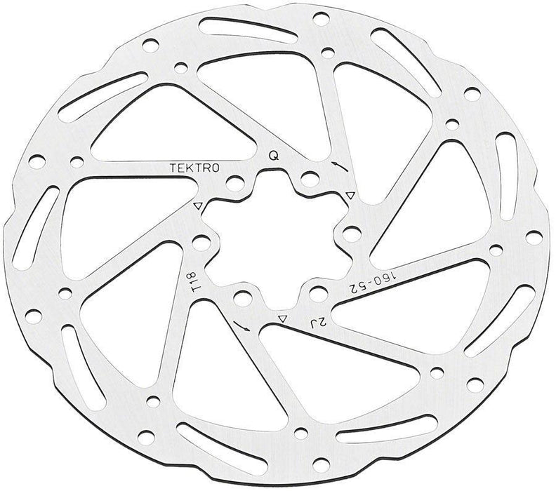 Tektro TR160-52 Disc Rotor - 160mm 6-Bolt 1.8mm Thickness For 2-Piston Calipers