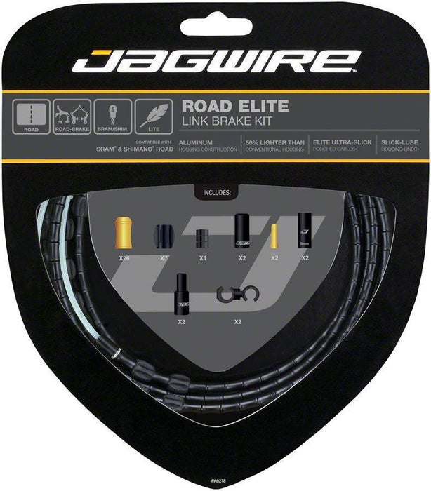 Jagwire Road Elite Link Brake Cable Kit SRAM/Shimano Ultra-Slick Uncoated Cables BLK