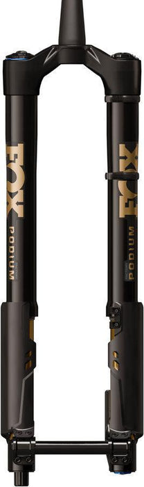 FOX Factory Podium Inverted Suspension Fork - 29" 160 mm 20TA x 110 mm 44mm Offset GRIP X2 68HT Crown BLK/Podium Gold
