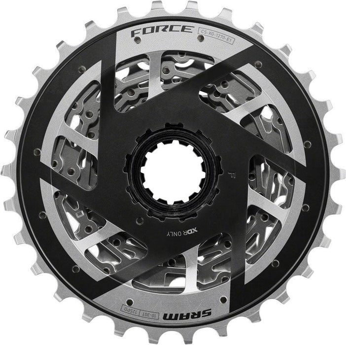 SRAM Force XG-1270 Cassette - 12-Speed 10-30t Silver For XDR Driver Body E1