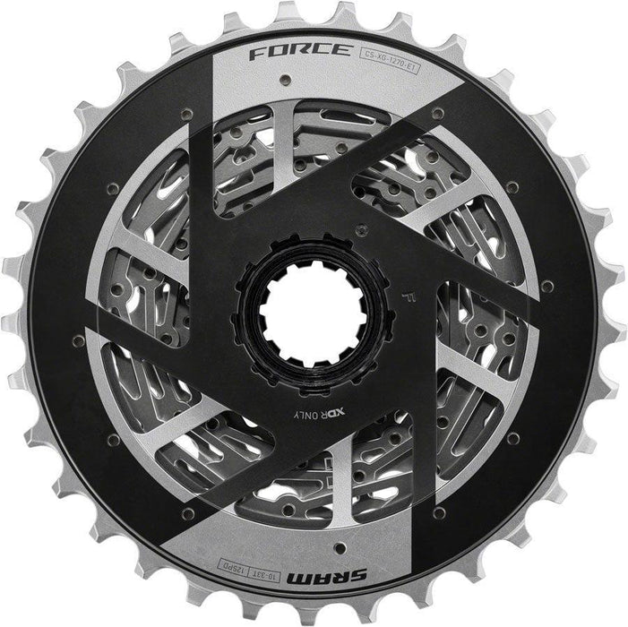 SRAM Force XG-1270 Cassette - 12-Speed 10-33t Silver For XDR Driver Body E1