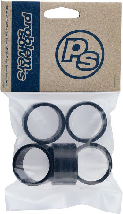 Problem Solvers Headset Stack Spacer - 28.6 20mm Aluminum Black Bag of 5
