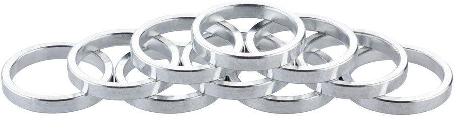 Problem Solvers Headset Stack Spacer - 28.6 5mm Aluminum Silver Bag of 10