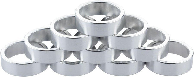 Problem Solvers Headset Stack Spacer - 25.4 10mm Aluminum Silver Bag of 10