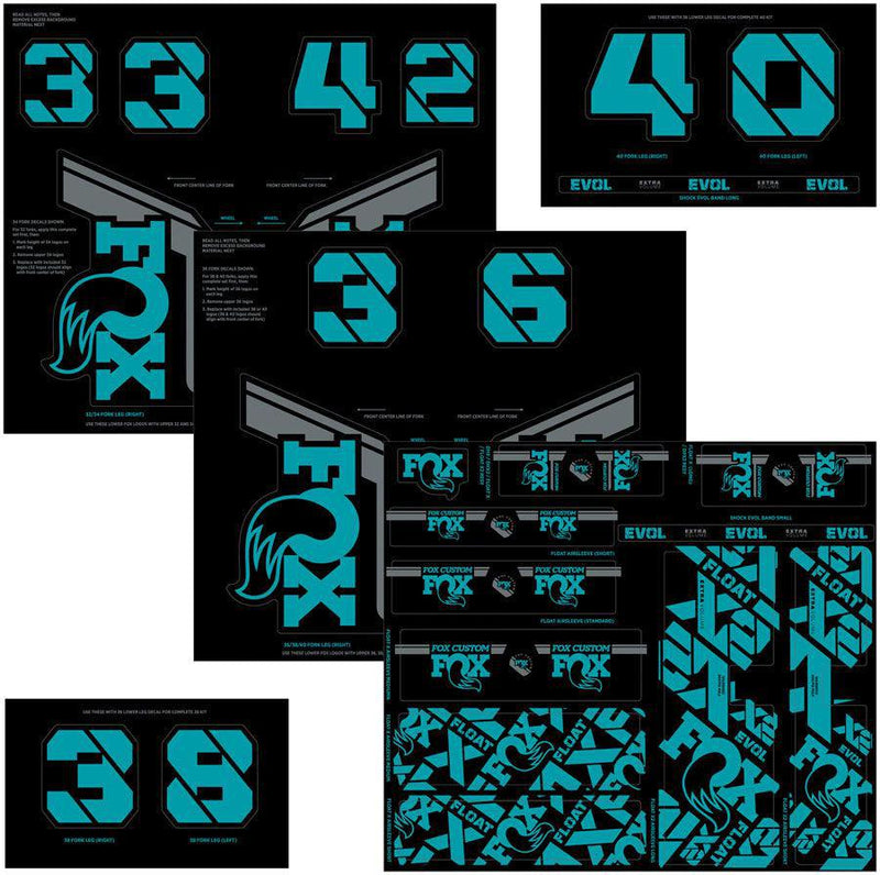 FOX Fork and Shock Decal Kit - Turquoise