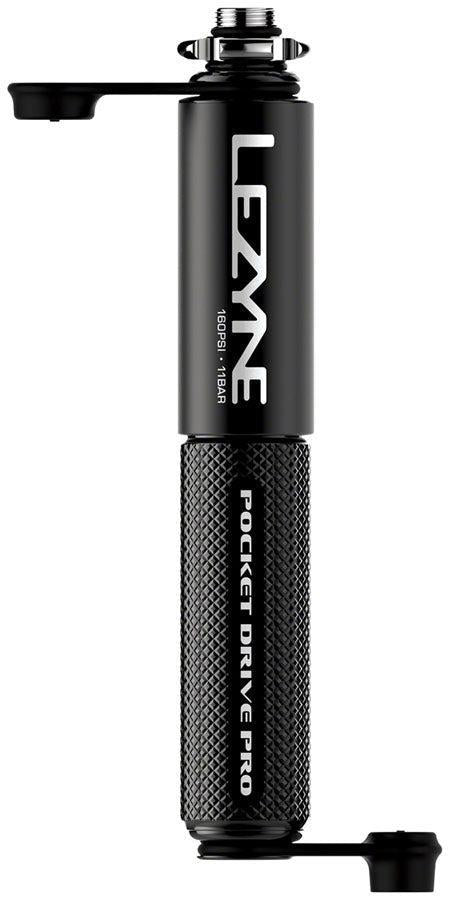 Lezyne Pocket Drive Pro Mini Pump - Aluminium 160psi Presta/Schrader With Mount BLK